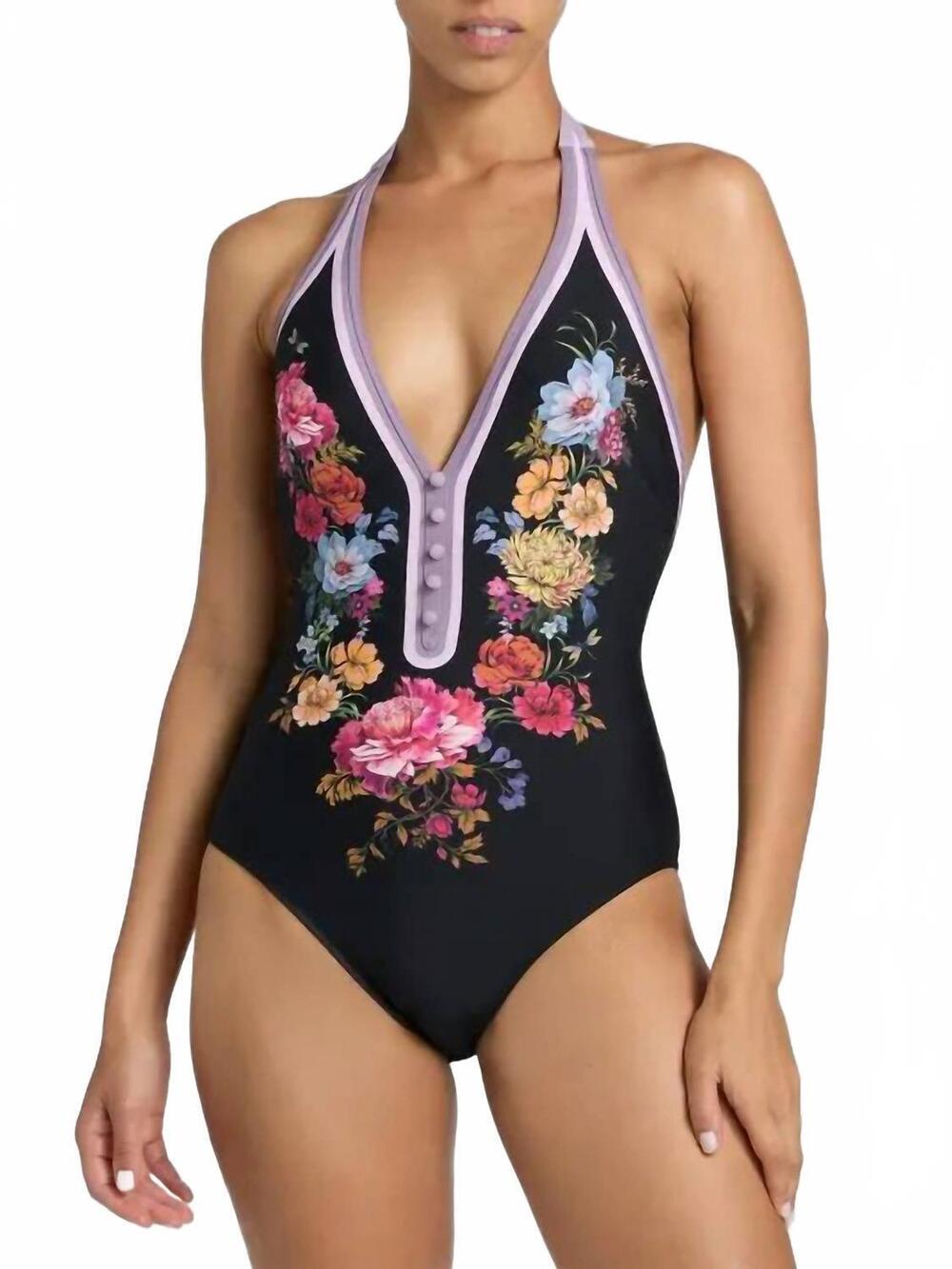 NEW JOHNNY WAS floral halter one piece in baccara